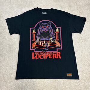 Steven Rhodes The Conjuring Of Lucipurr Black Cat Graphic T-Shirt Size L
